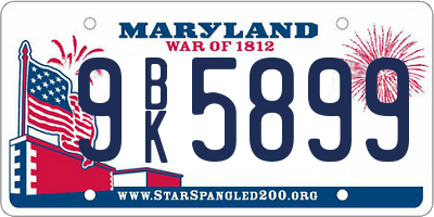 MD license plate 9BK5899