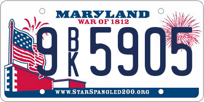 MD license plate 9BK5905