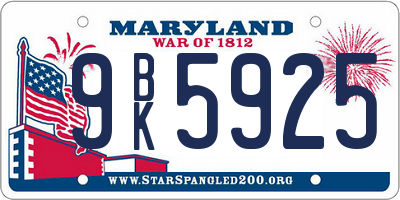 MD license plate 9BK5925