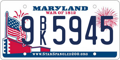 MD license plate 9BK5945