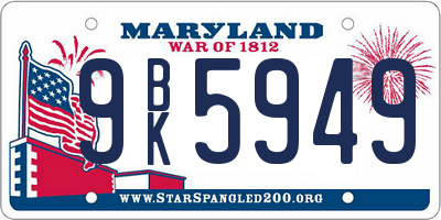 MD license plate 9BK5949