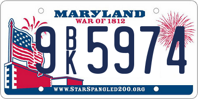 MD license plate 9BK5974