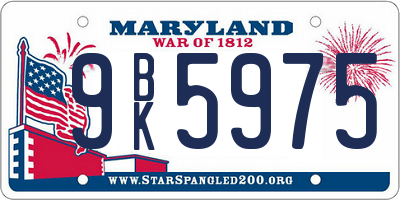 MD license plate 9BK5975