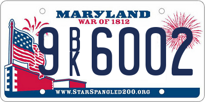 MD license plate 9BK6002
