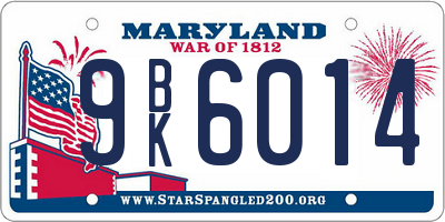MD license plate 9BK6014
