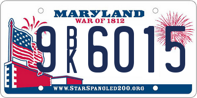MD license plate 9BK6015