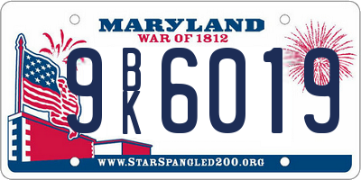 MD license plate 9BK6019