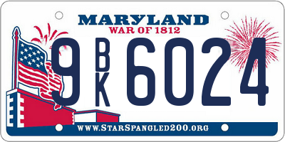 MD license plate 9BK6024