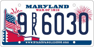 MD license plate 9BK6030