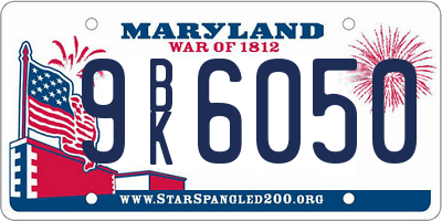 MD license plate 9BK6050