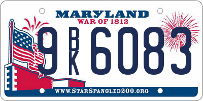 MD license plate 9BK6083