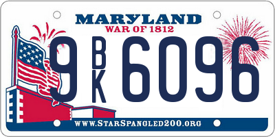 MD license plate 9BK6096