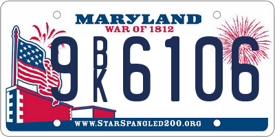 MD license plate 9BK6106