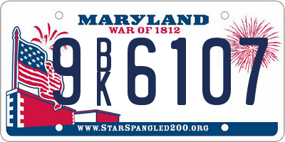 MD license plate 9BK6107