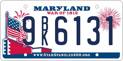 MD license plate 9BK6131
