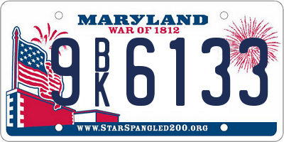 MD license plate 9BK6133