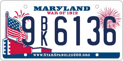 MD license plate 9BK6136