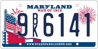MD license plate 9BK6141
