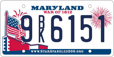MD license plate 9BK6151