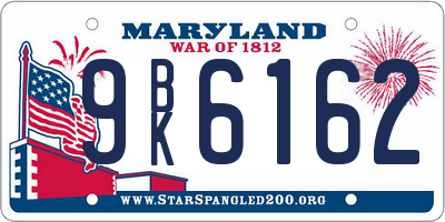 MD license plate 9BK6162