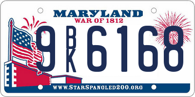 MD license plate 9BK6168