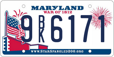 MD license plate 9BK6171