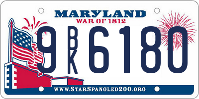 MD license plate 9BK6180