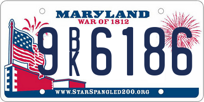 MD license plate 9BK6186