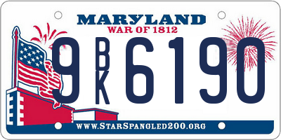 MD license plate 9BK6190