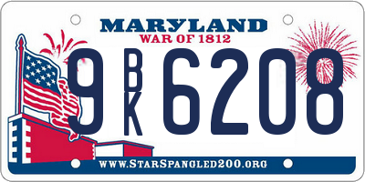 MD license plate 9BK6208