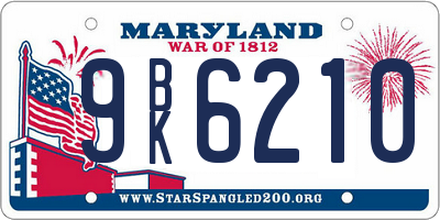 MD license plate 9BK6210