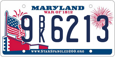 MD license plate 9BK6213