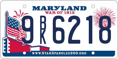 MD license plate 9BK6218