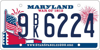 MD license plate 9BK6224