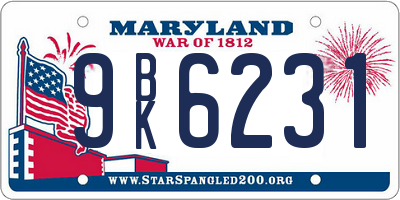 MD license plate 9BK6231