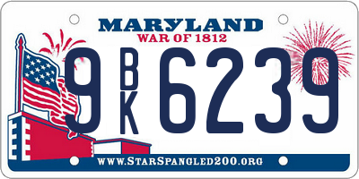 MD license plate 9BK6239