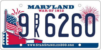 MD license plate 9BK6260