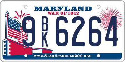 MD license plate 9BK6264