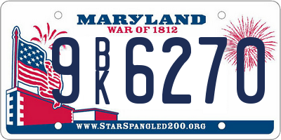 MD license plate 9BK6270