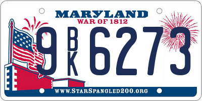 MD license plate 9BK6273