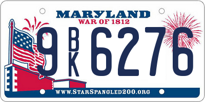 MD license plate 9BK6276