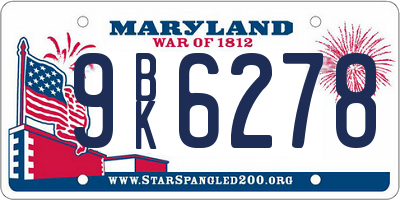 MD license plate 9BK6278