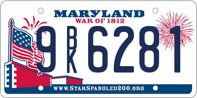 MD license plate 9BK6281