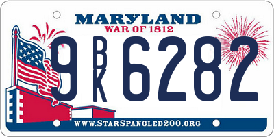 MD license plate 9BK6282
