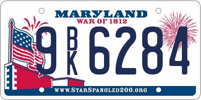 MD license plate 9BK6284