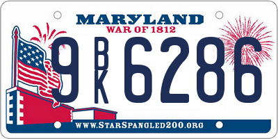 MD license plate 9BK6286
