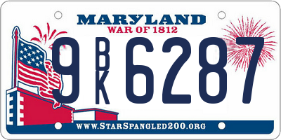 MD license plate 9BK6287