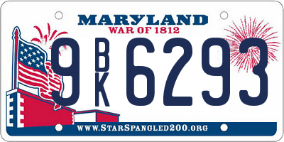 MD license plate 9BK6293