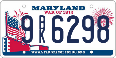 MD license plate 9BK6298