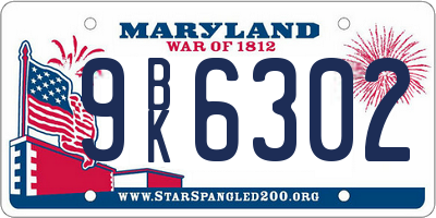 MD license plate 9BK6302